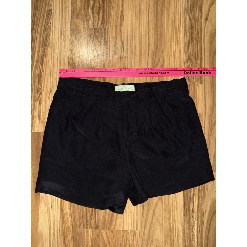Amanda Uprichard Medium Brooklyn Black 100% Silk Shorts $152 Hem Out - Picture 1 of 8